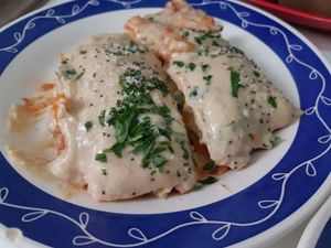 Lasaña (delivery) at Romero Verde in Madrid