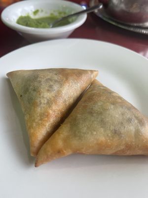 Lentil Sambussas- delicious !  at Major Restaurant in Indianapolis