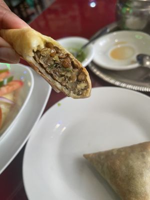Inside lentil sambussa   at Major Restaurant in Indianapolis