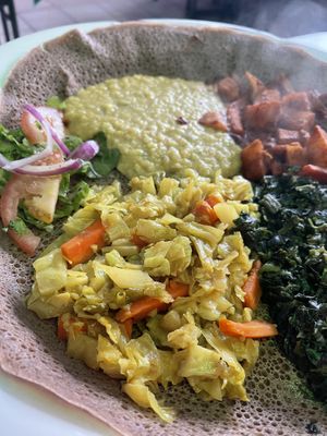 Full entree portion of Tikil Gomen  at Major Restaurant in Indianapolis