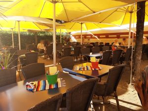 Outdoor seating at Tres Amigos in Roggwil