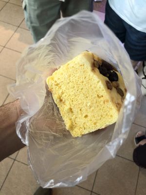 vegan steamed pumpkin cake with dates and raisins on top at Dough Magic 扑面而来 - Chinatown in Central Singapore