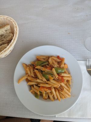 Pasta & veg at Arena Palas in Palas De Rei