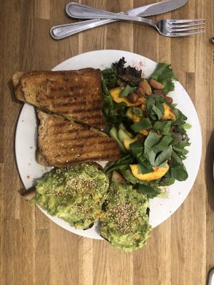 Grilled cheese and avocado toast at Virgule in Toulouse