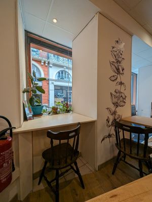 Lots of little unique spaces to sit at Virgule in Toulouse