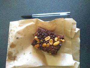 The size of their vegan brownie at Virgule in Toulouse