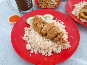 Fried chicken rice $4 at K Tree 康妙素食馆 in Central Singapore