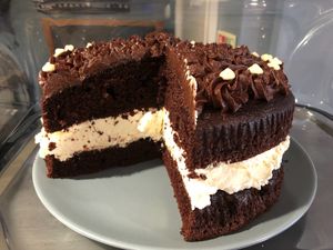 Homemade chocolate cake at Sage at Sage Cafe in Lancaster