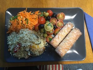 Sausage rolls and salad at Sage Cafe in Lancaster