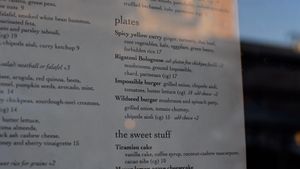 menu at Wildseed in San Francisco