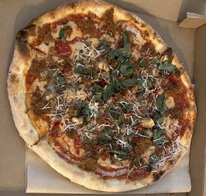 Vegan sausage pizza  at Wildseed in San Francisco
