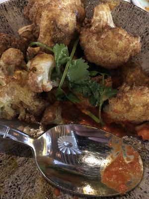 Curry cauliflower. Sauce underneath at Wildseed in San Francisco