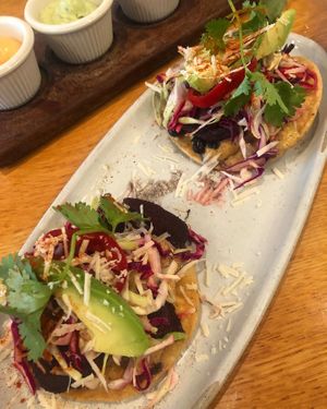 Roaster beat tostadas  at Wildseed in San Francisco