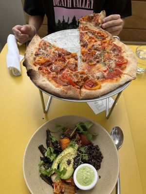 Spicy Sausage Pizza and Probiotic Bowl  at Wildseed in San Francisco