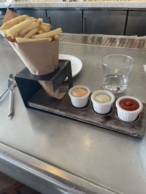 French fries with three home made sauces    at Wildseed in San Francisco
