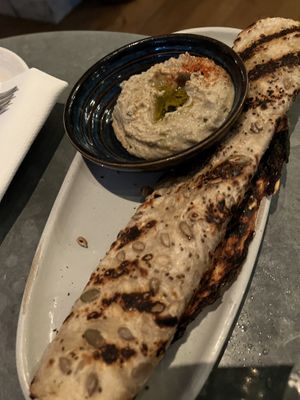 Flatbread + hummus (pretty disappointing)  at Wildseed in San Francisco