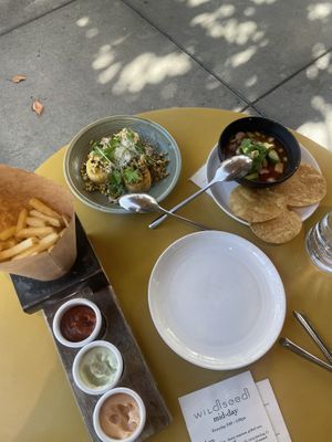 Corn cakes and mushroom ceviche   at Wildseed in San Francisco