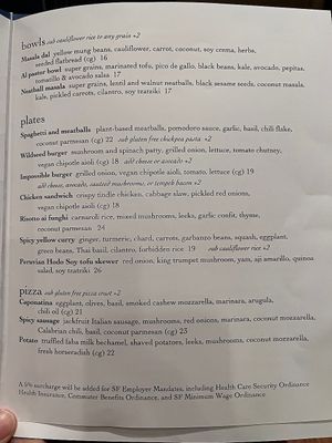 Bowls, plates & pizza at Wildseed in San Francisco