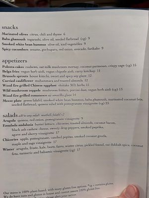 Snacks, appetizers & salads at Wildseed in San Francisco