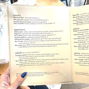 Menu  at Wildseed in San Francisco