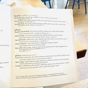 Menu  at Wildseed in San Francisco
