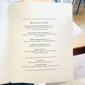 Menu  at Wildseed in San Francisco