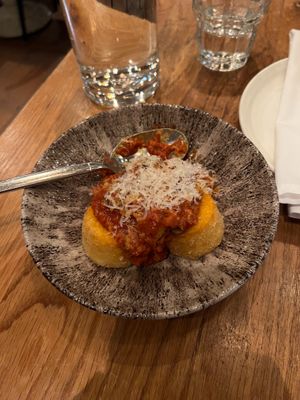 Polenta Cakes w/ Mushroom Marinara at Wildseed in San Francisco