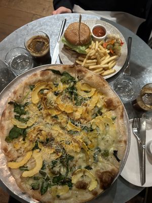Vegan Burger and Squash Pizza  at Wildseed in San Francisco