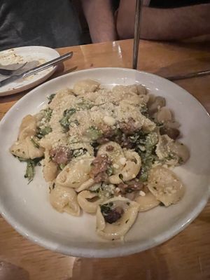 Orichette with broccoli and Beyond sausagee  at Wildseed in San Francisco