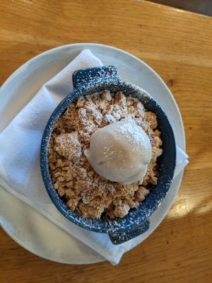 Strawberry rhubarb crisp at Wildseed in San Francisco