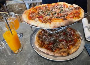 Spicy sausage pizzas  at Wildseed in San Francisco