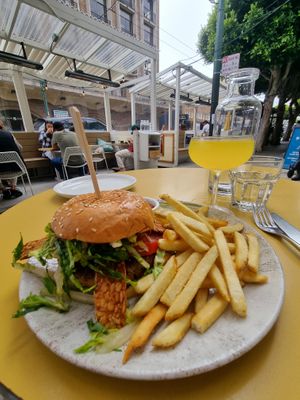 Oklahoma smash burger
 at Wildseed in San Francisco