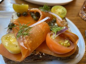 Carrot lox tarting at Wildseed in San Francisco