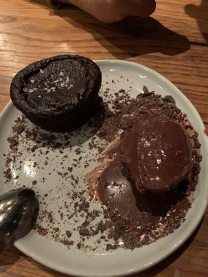 Chocolate  cake and ice cream  at Wildseed in San Francisco