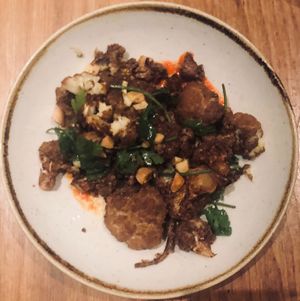 Curried cauliflower w/ muhammara and toasted almonds at Wildseed in San Francisco