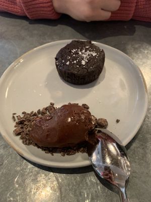 Chocolate ganache cake with gelato  at Wildseed in San Francisco