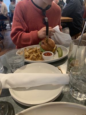 Impossible burger with fries at Wildseed in San Francisco