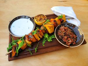 Peruvian Hodo Soy Tofu Skewer at Wildseed in San Francisco