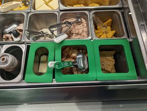 Vegan options are in green containers at Subway in Rapperswil-jona