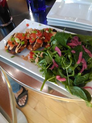 Crab cakes at Yello Vegan Cafe & Creative Arts Center in Fort Lauderdale