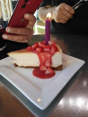 Strawberry cheesecake 😋😍 at Yello Vegan Cafe & Creative Arts Center in Fort Lauderdale