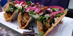 Kung Pao Cauliflower Tacos at Yello Vegan Cafe & Creative Arts Center in Fort Lauderdale