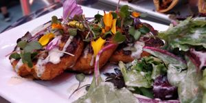 Palm cakes at Yello Vegan Cafe & Creative Arts Center in Fort Lauderdale