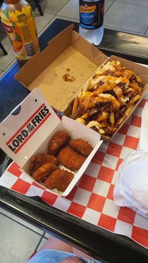 Chicken nuggets and HSP fries at Lord of the Fries in South Yarra