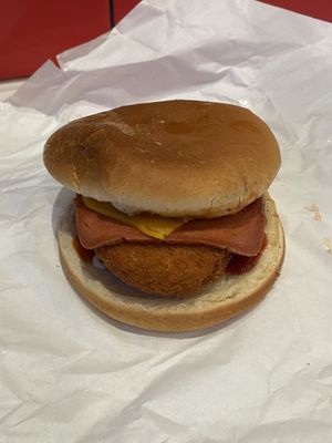 Chickn Parma burger   at Lord of the Fries in South Yarra