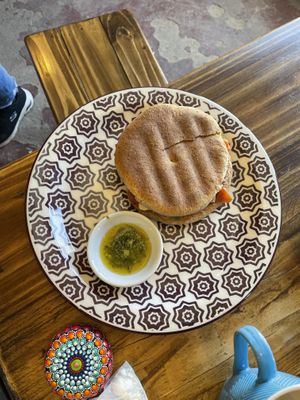 Llama sandwich  at Llama Cafe in Uyuni