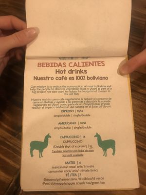 Cafe at Llama Cafe in Uyuni