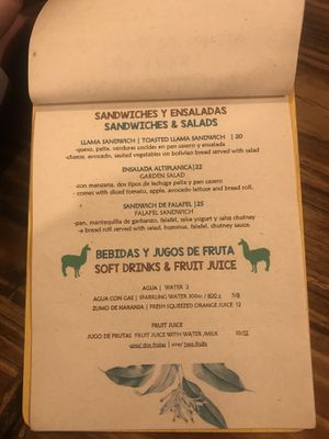 Food at Llama Cafe in Uyuni