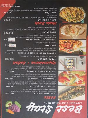 Vegetarian menu at Best Stay Japanese in Koh Lanta