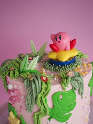 Kirby themed birthday cake.  at Heirloom in Edlesborough